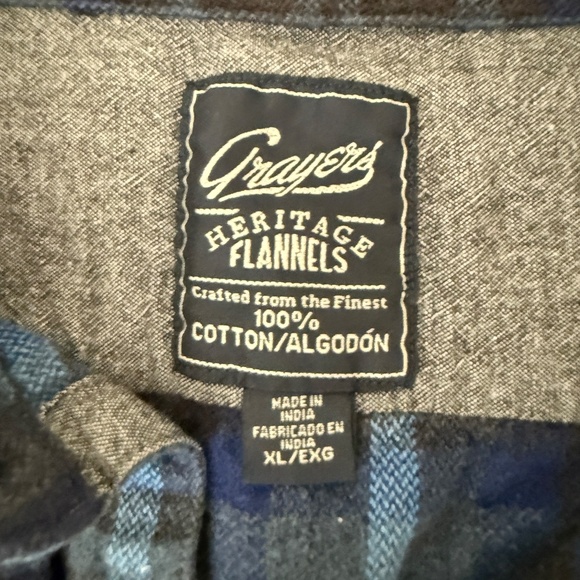 blue flannel  size XL   details: -grayers flannel  -button down  -great conditio - Picture 4 of 4